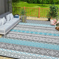 Outdoor Patio Rug 9x12 Plastic Straw Rug - Waterproof Reversible Mat