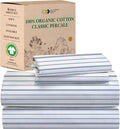 California Design Den Stripe Sheets Queen Size Set - Organic Cotton