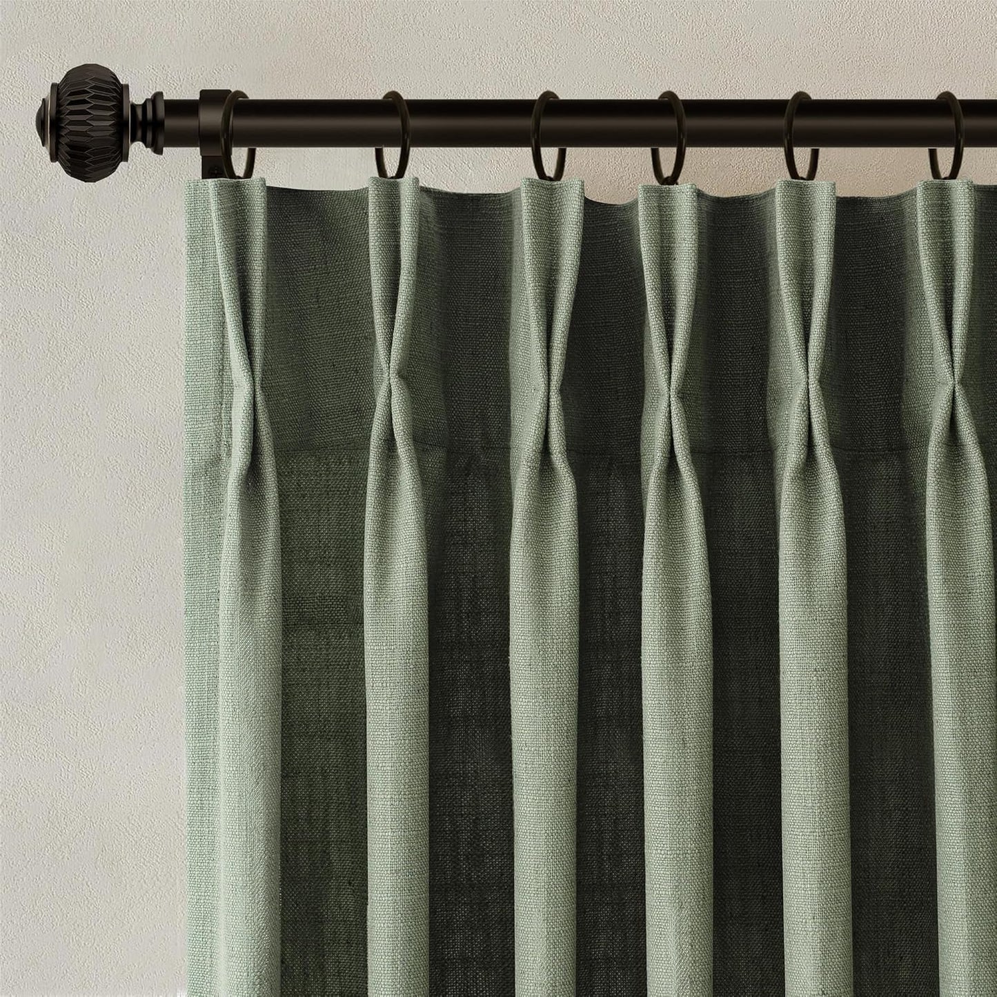 Sage Green Pinch Pleated Linen Curtains for Elegant Spaces