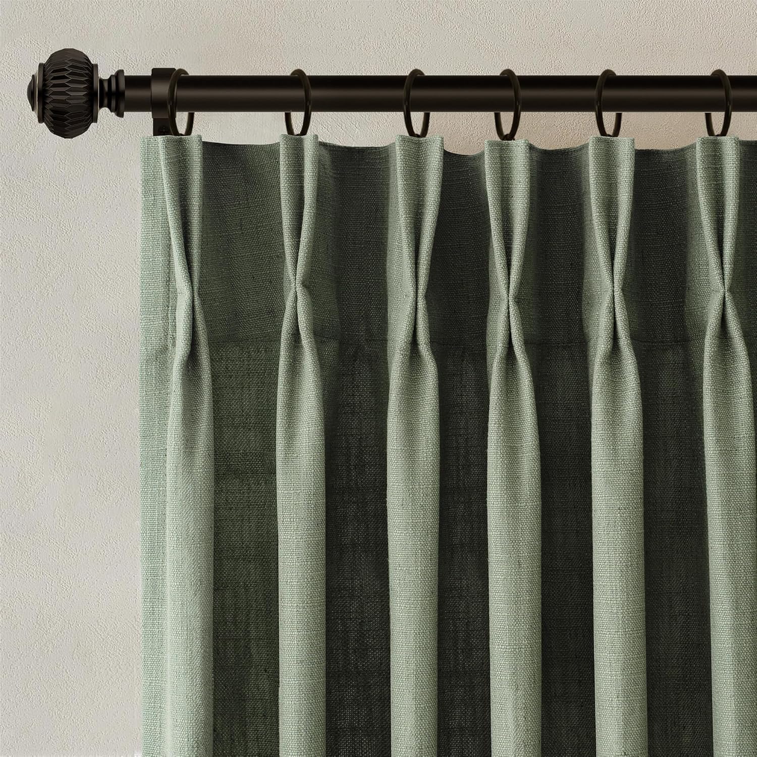 Sage Green Pinch Pleated Linen Curtains for Elegant Spaces