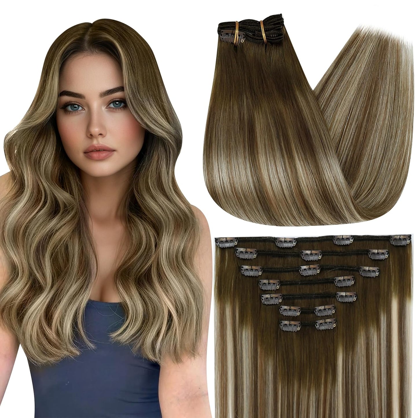 Full Shine Clip in Hair Extensions for Stunning Balayage Looks