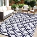 Reversible Outdoor Rug 6x9 ft Navy & White - Durable Patio Mat