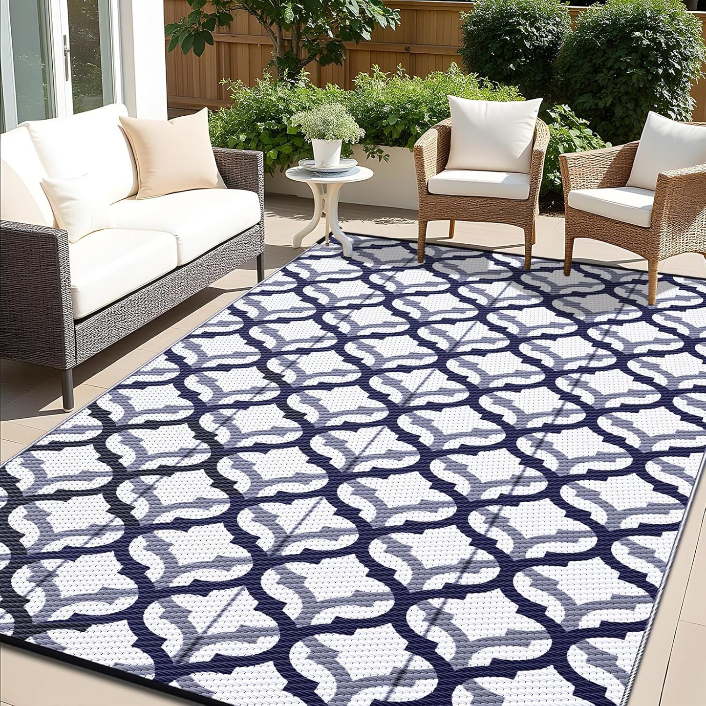 OLANLY Reversible Outdoor Rug 6x9 ft for Patio and Camping