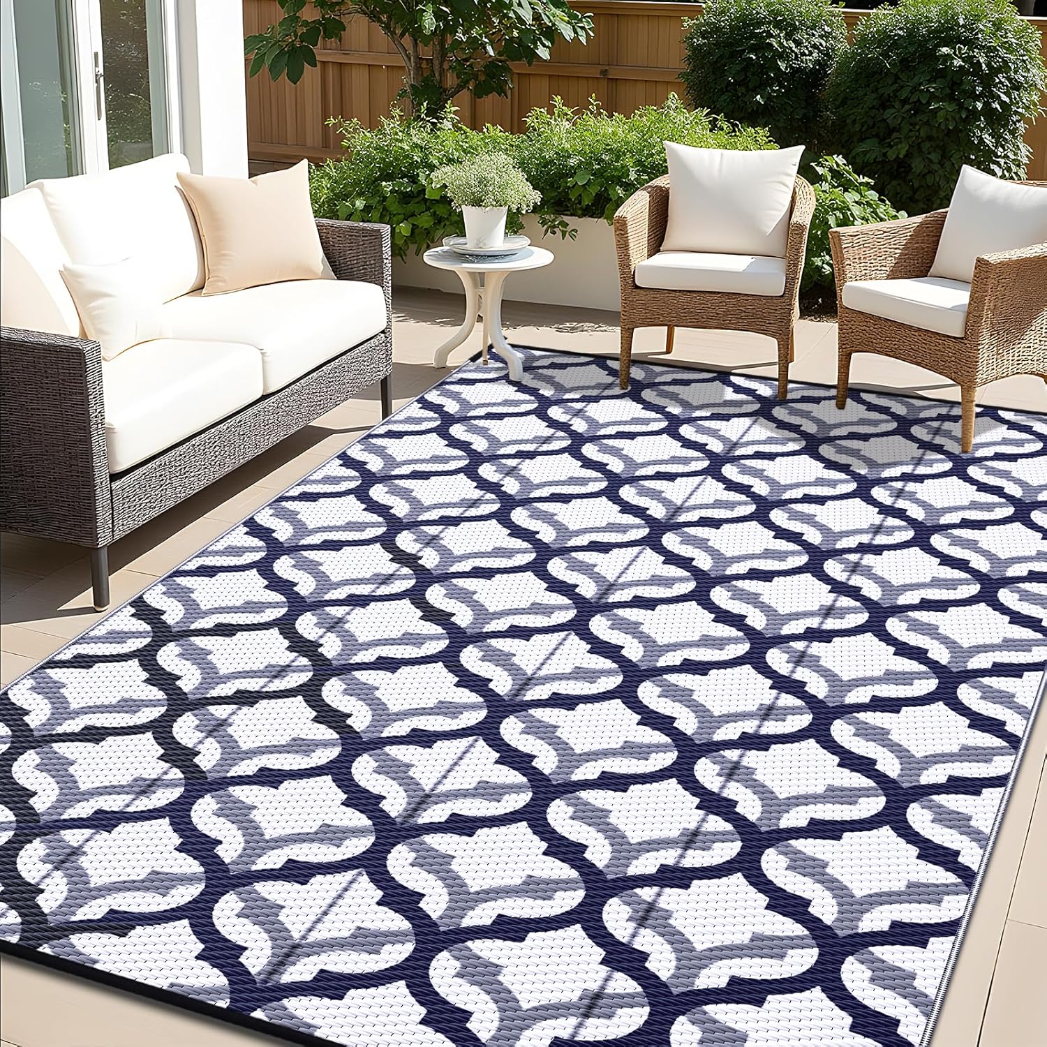 OLANLY Reversible Outdoor Rug 6x9 ft for Patio and Camping