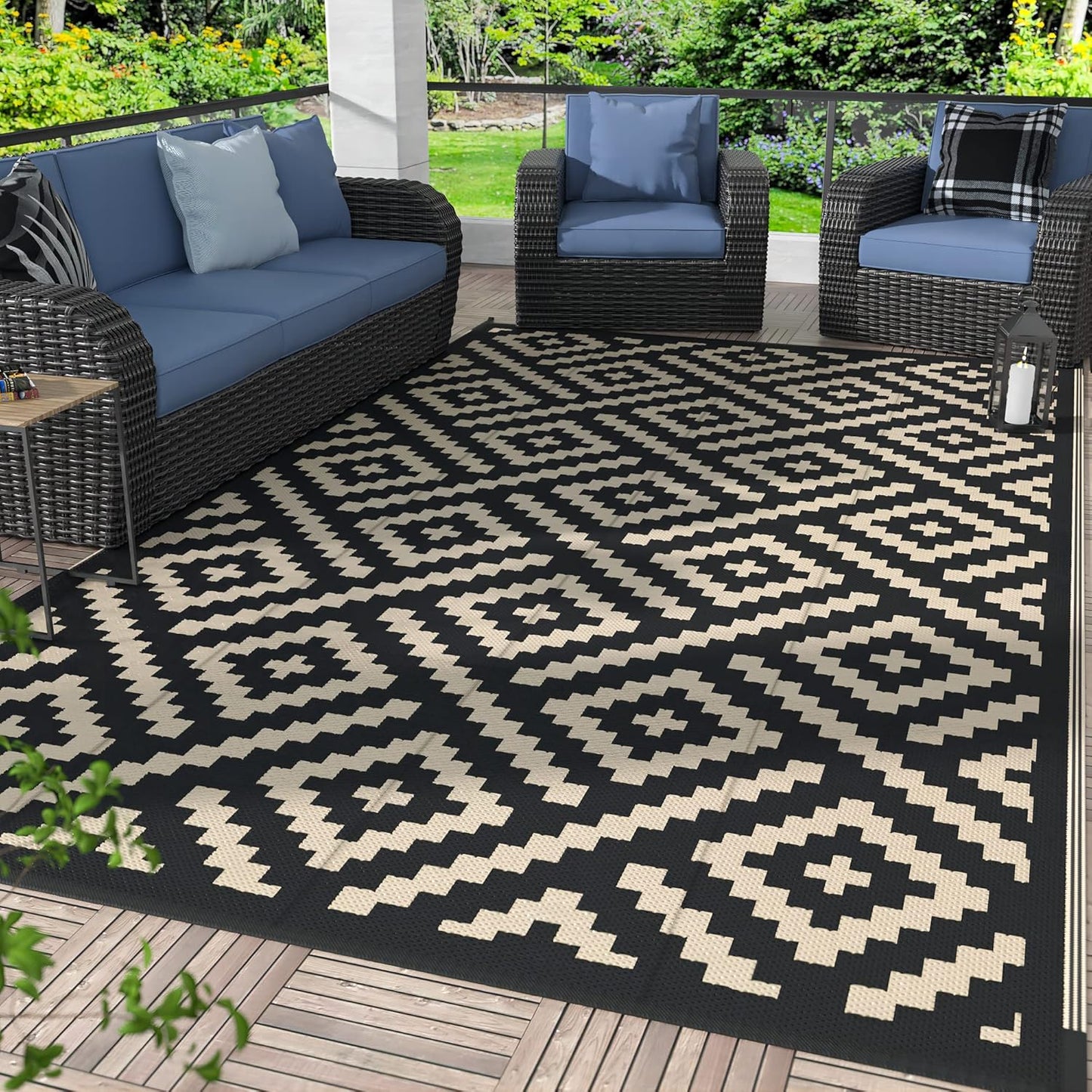 GENIMO Outdoor Rug for Patio Clearance, Waterproof 6ftx9ft Mat