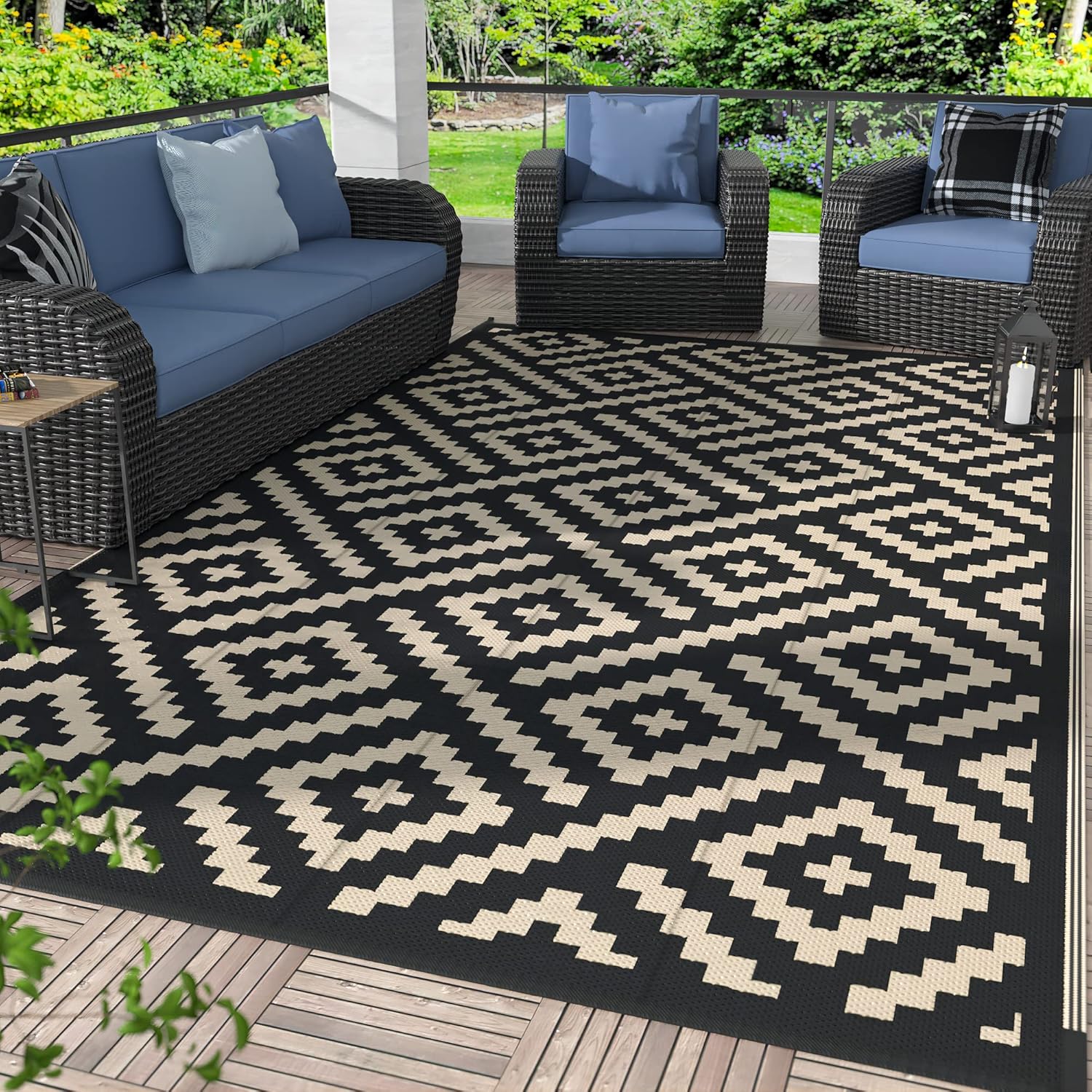 GENIMO Outdoor Rug for Patio Clearance, Waterproof 6ftx9ft Mat