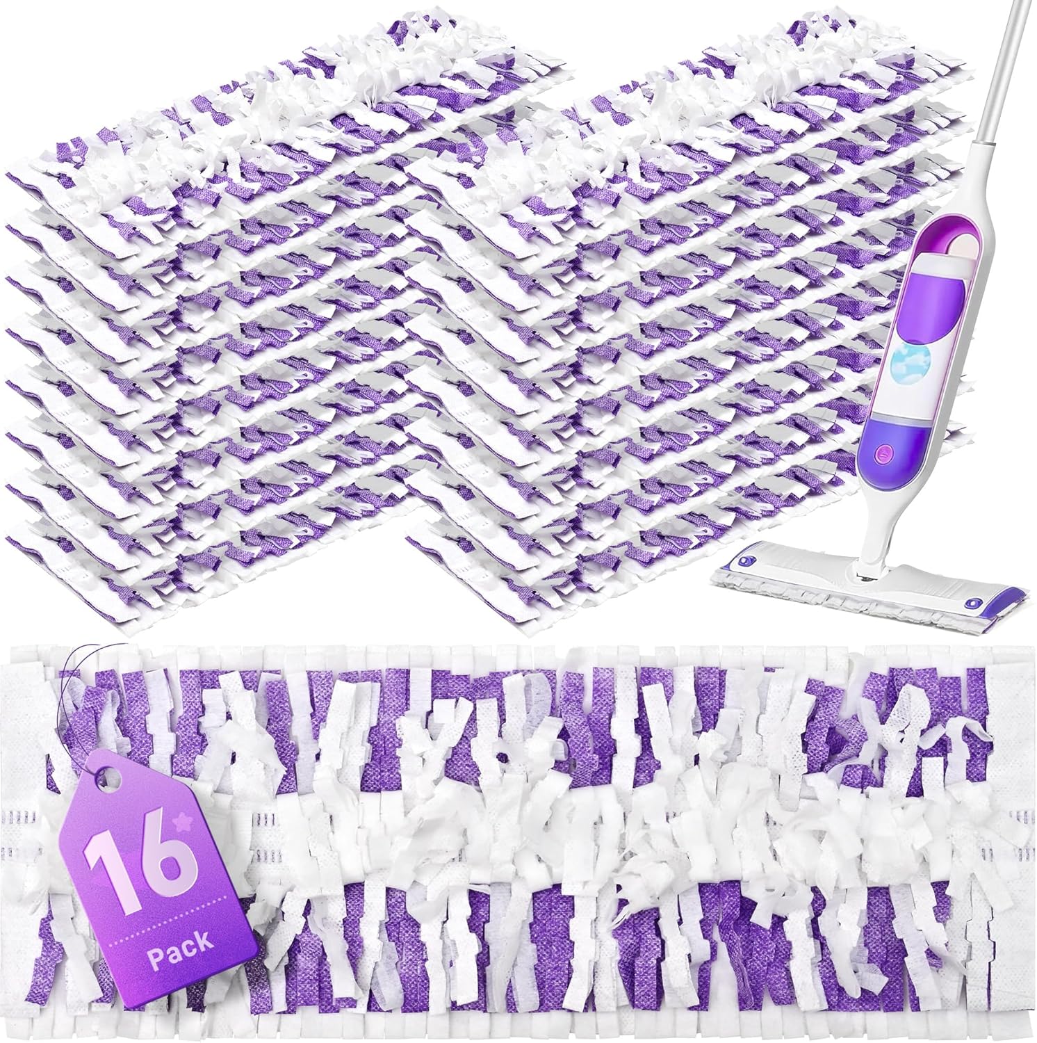 16 Upgraded Disposable Mop Pads - Effortless Floor Cleaning