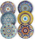glowworm Salad Plates Set of 6 8.5 in Ceramic Dinner Plates - Bohemian