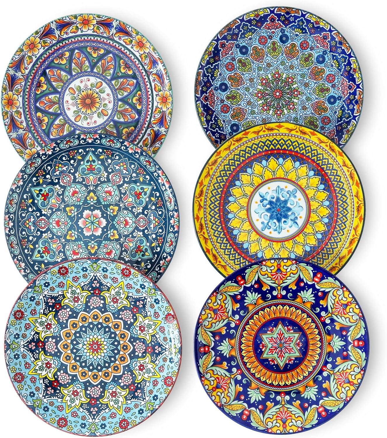 Glowworm Salad Plates Set of 6 - Colorful Bohemian Dinnerware