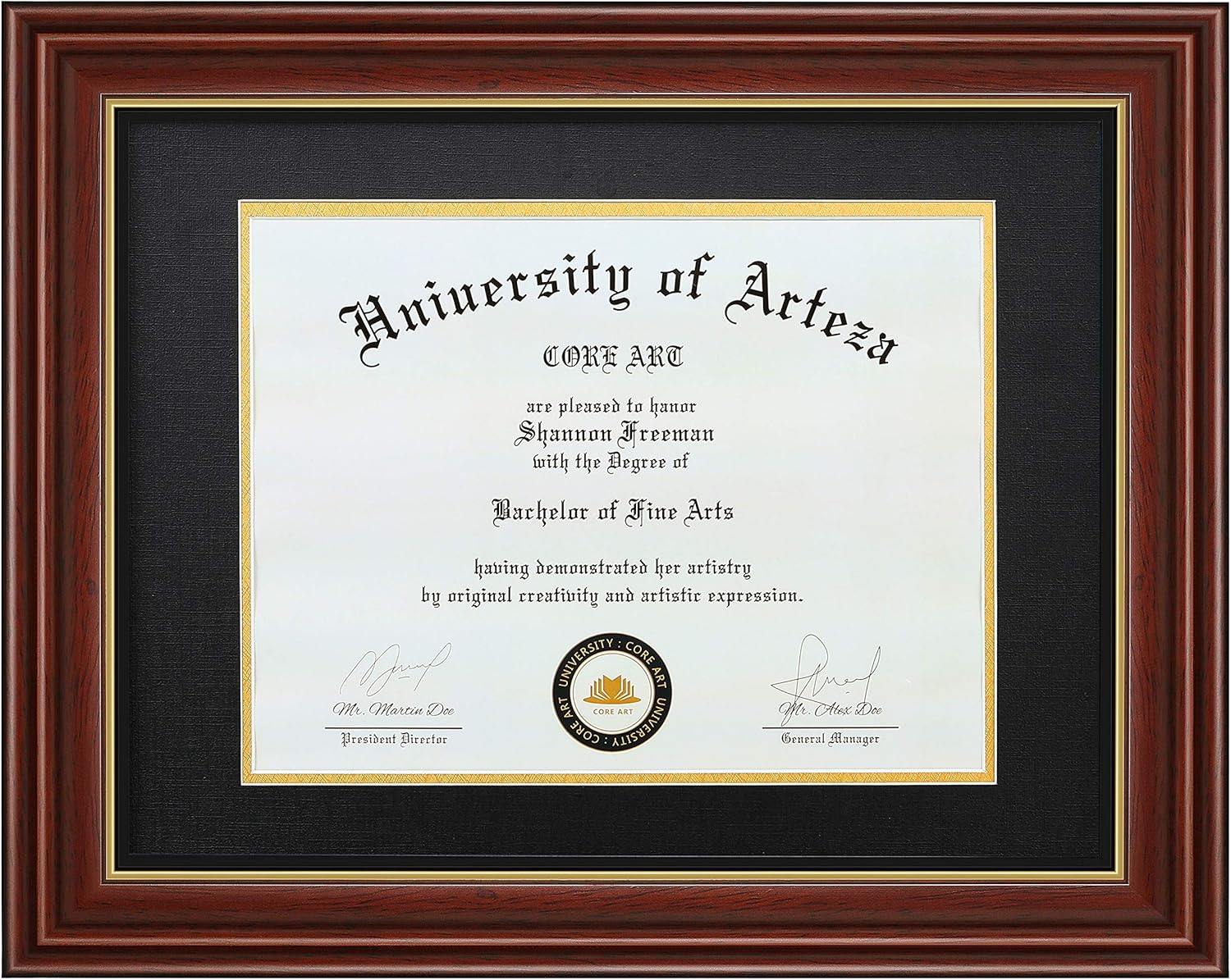 CORE ART Diploma Frame for 8.5x11 or 11x14 Documents Display