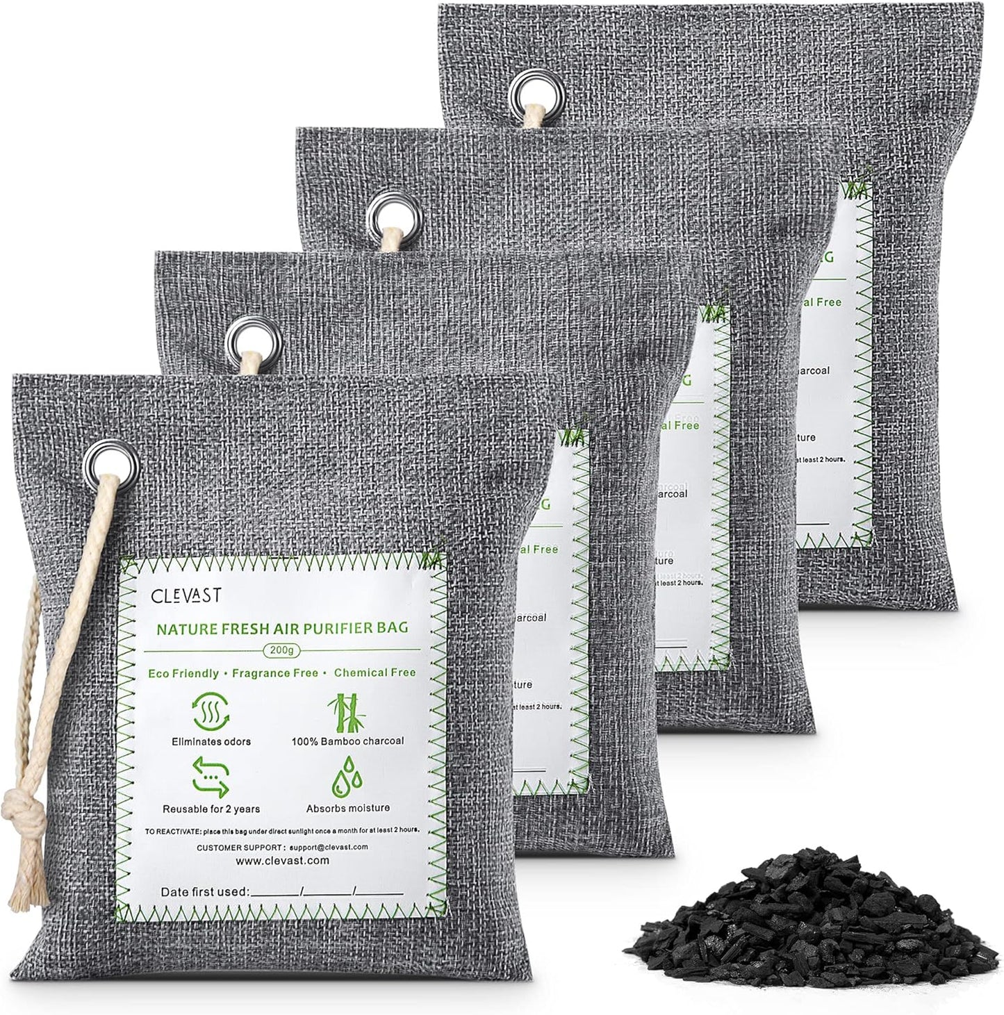 CLEVAST Bamboo Charcoal Bags: Odor Absorber & Purifier