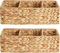 Wicker Toilet Basket Tank Topper - 3-Section Water Hyacinth Organizer