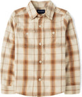 Boys Long Sleeve Plaid Flannel Button Up Shirt - Soft Heavy Cotton