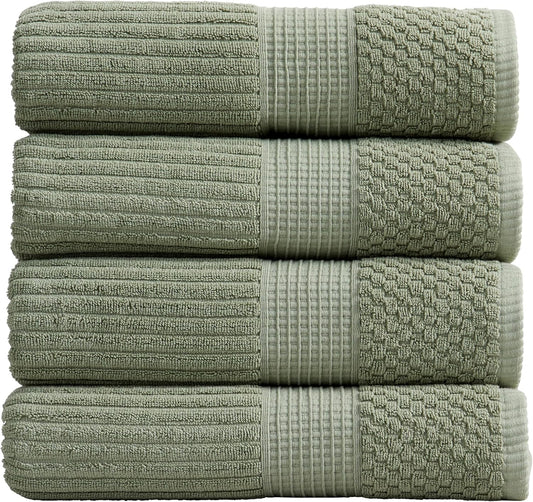 Springtree Home 100% Cotton Bath Towel Set of 4 for Comfort
