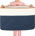 Extra Large Blanket Basket 112L Rectangle Rope Storage - Big Capacity