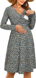OUGES Womens 2025 V-Neck Maternity Nursing Dress (Style 56JK)