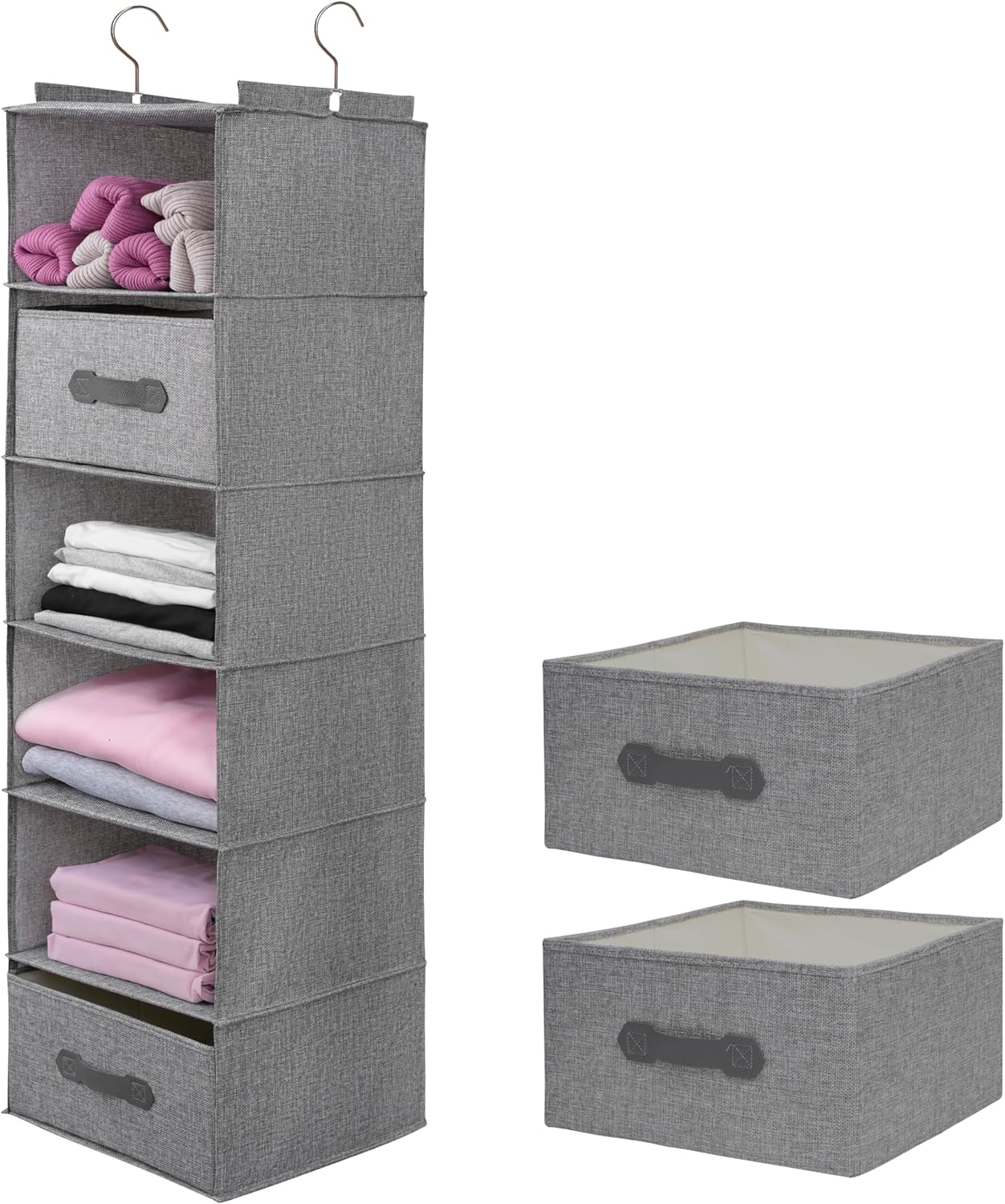 Large Hanging Sweater Organizer for Closet with Drawers