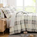 Oversized Plaid Duvet Cover Queen/Full Size - Soft Cream Luxury