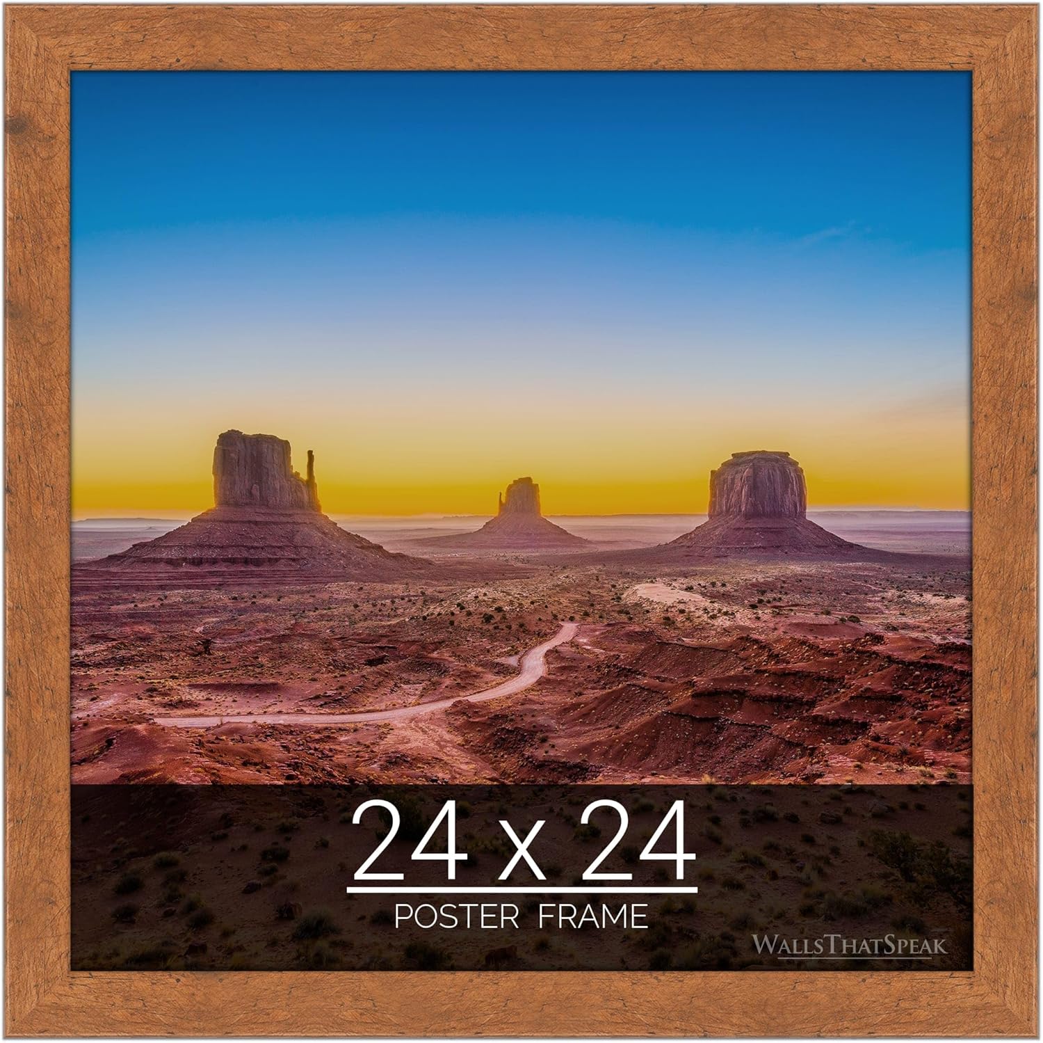 24x24 Light Walnut Rustic Pine Picture Frame for Artwork