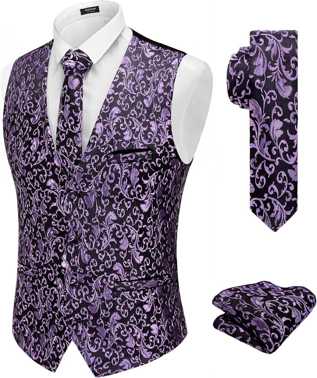 Stylish COOFANDY Men's Christmas Vest Tie Set for Holidays