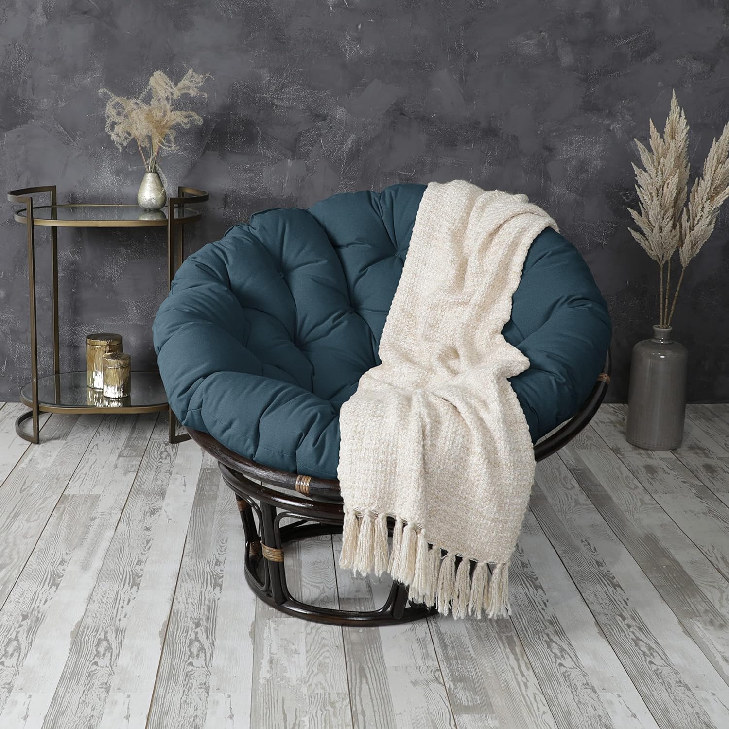 Sorra Home Tufted Papasan Cushion - Comfy Round Floor Pillow
