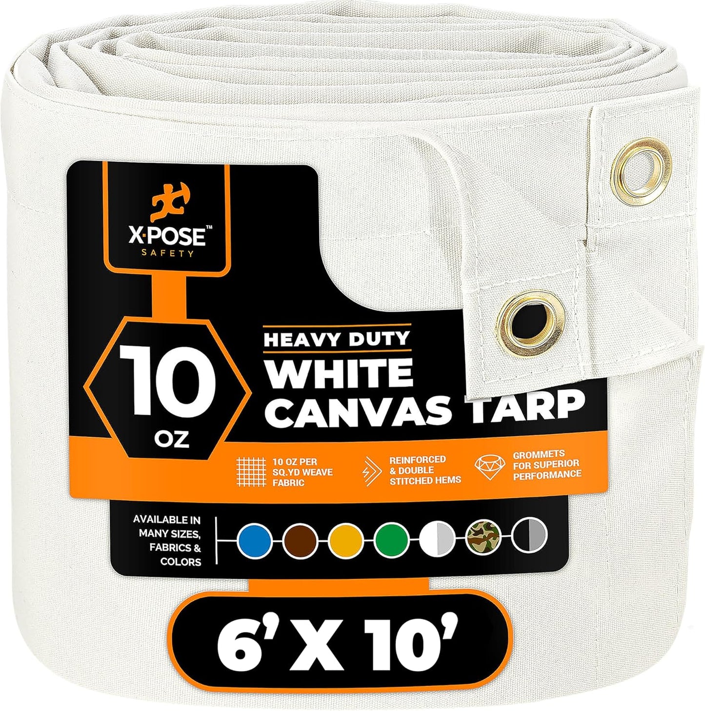 Xpose Safety Canvas Tarp - Heavy Duty Water Resistant 6ft x 10ft
