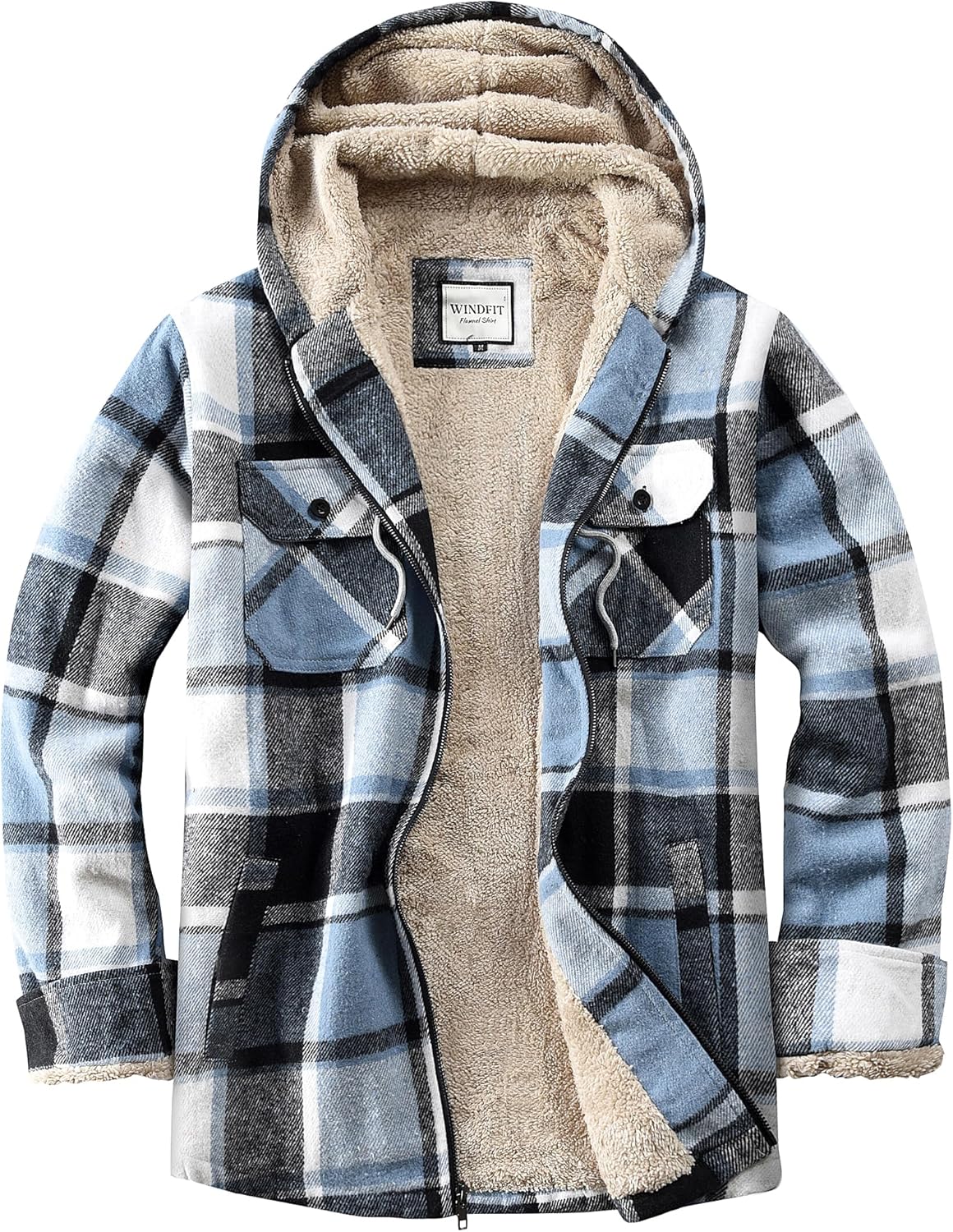 Women's Full Zip Fleece Flannel Jacket with Sherpa Lining