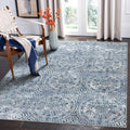5x7 Area Rugs Ultra-Thin Washable Rug - Soft Vintage Medallion Blue