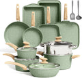 Kitchen Academy 17 Piece Induction Cookware Set Green Granite