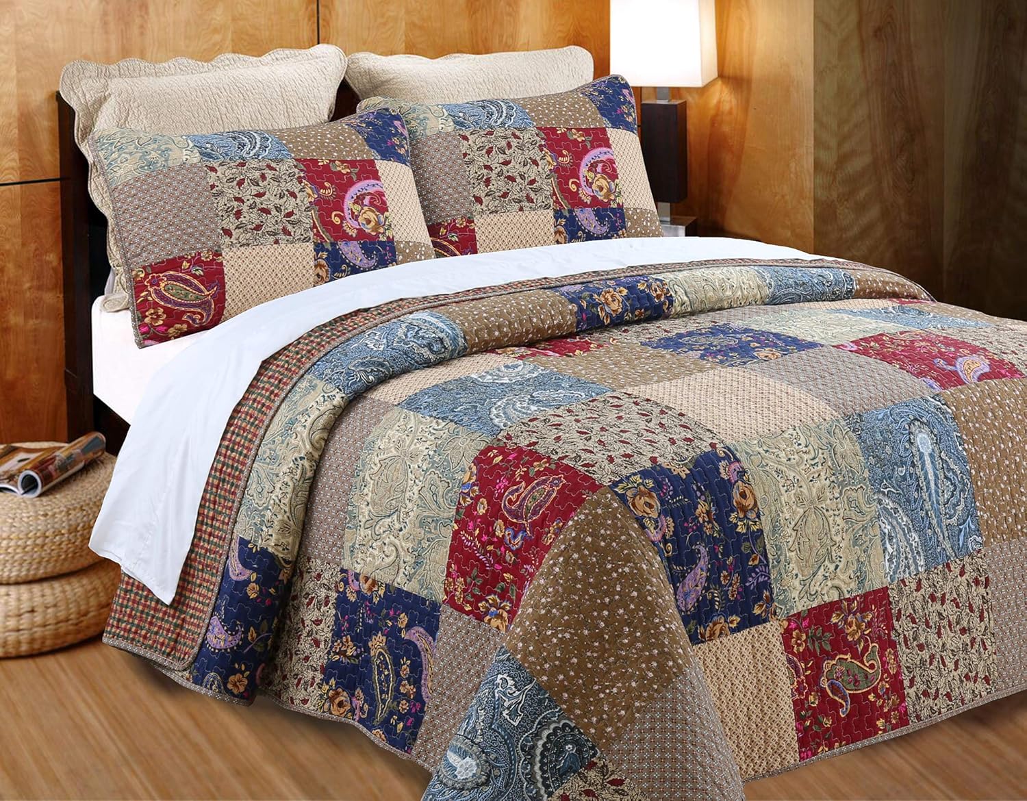Cozy Line Home Fashions 100% Cotton Reversible Quilt Set