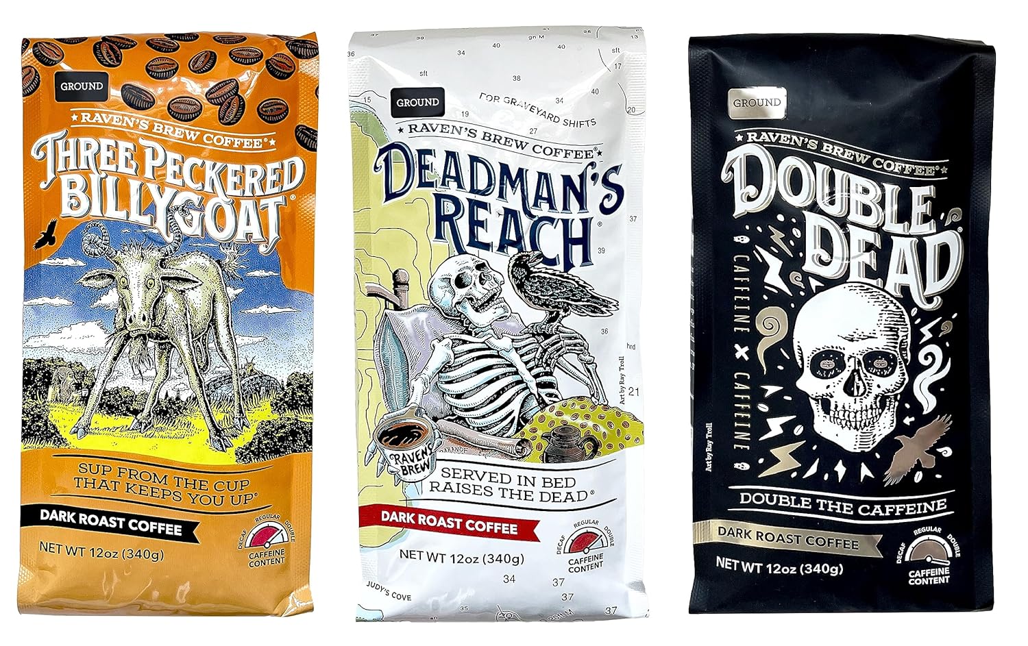 Raven's Brew Coffee Variety Pack - Bold Flavors Trio - 12oz