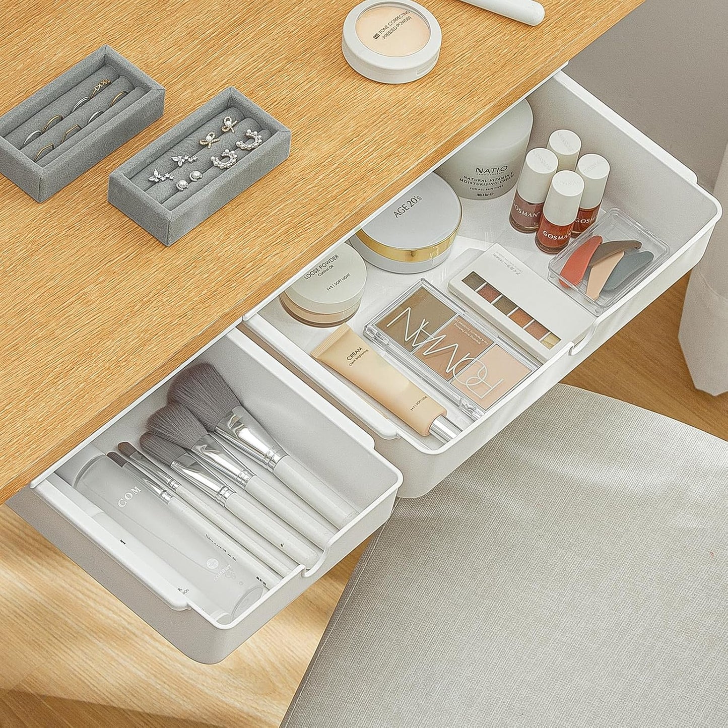 Pavstine 2 Pack Self-Adhesive Under Desk Drawers