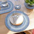 Denim Jute Woven Round Placemats Set of 6 - Coastal Blue Table Mats