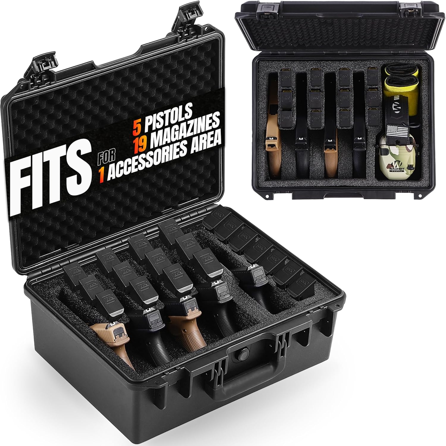 Heavy-Duty Waterproof Gun Case for Multiple Pistols & Magazines