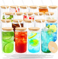 Joyclub Glass Cups with Bamboo Lids and Straws for Every Drink