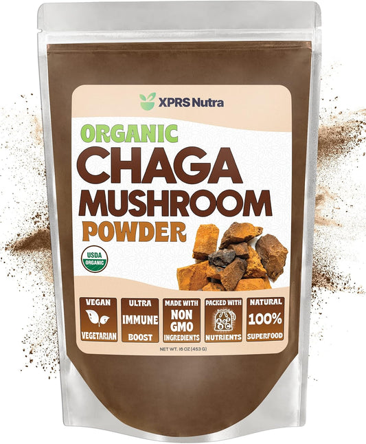 Organic Chaga Mushroom Powder for Immune Health and Wellness