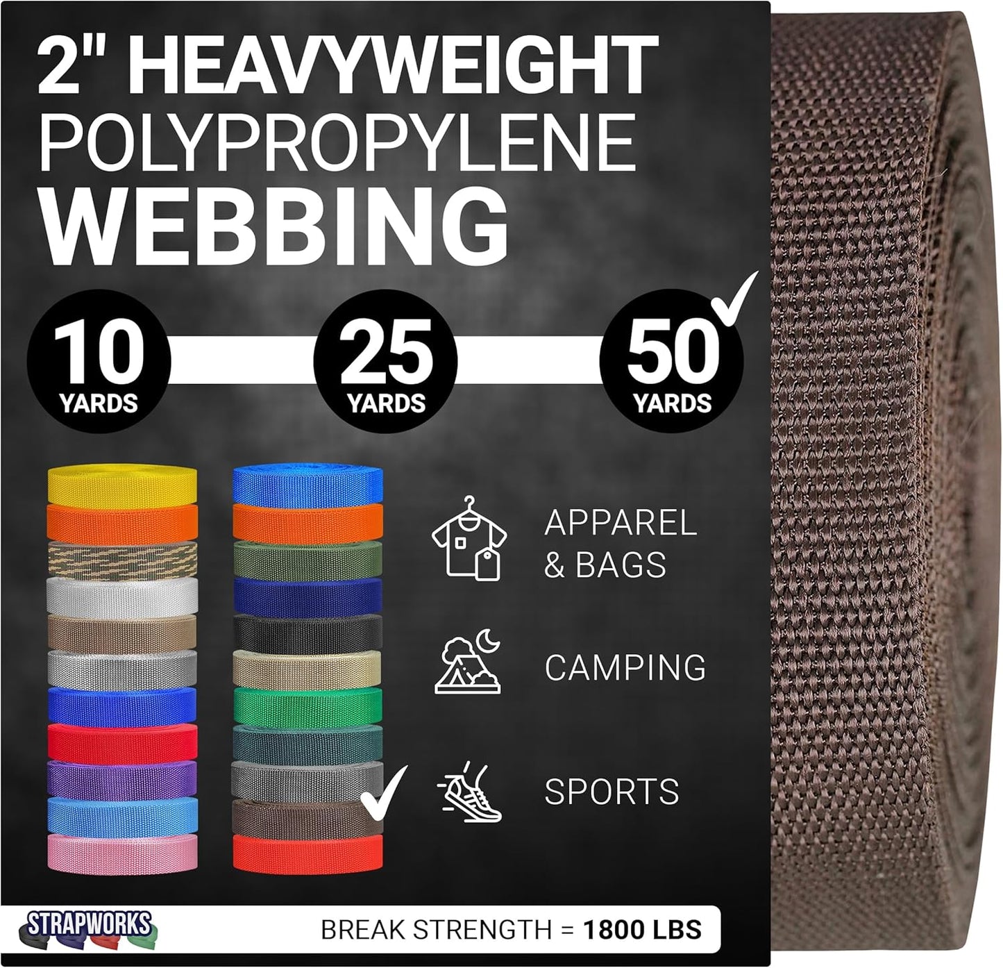 Heavyweight Polypropylene Webbing for Outdoor DIY Gear Repair