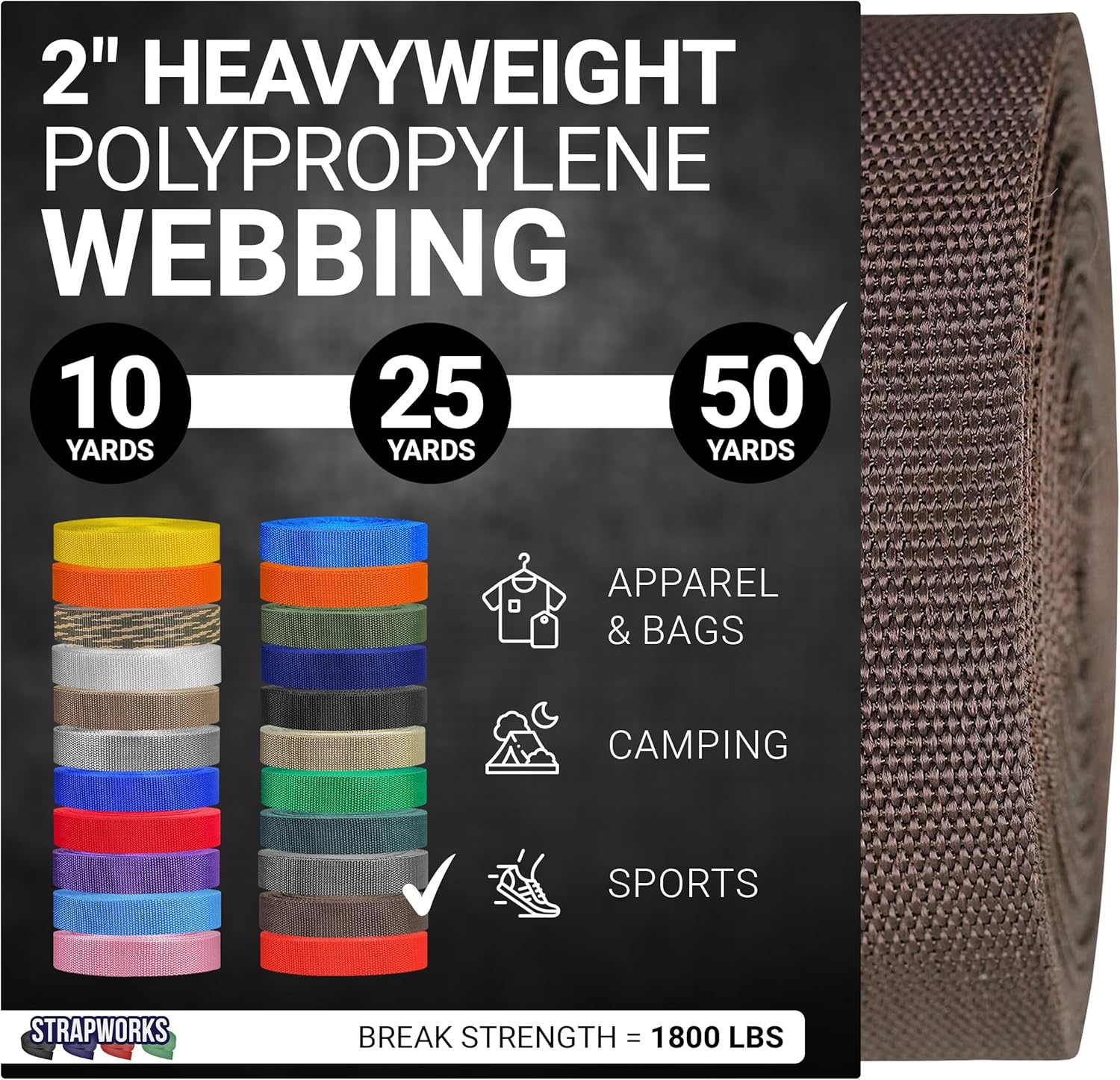 Heavyweight Polypropylene Webbing for Outdoor DIY Gear Repair