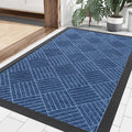 Front Door Mat 35x23 in Blue - Heavy Duty Outdoor Low-Profile Mat