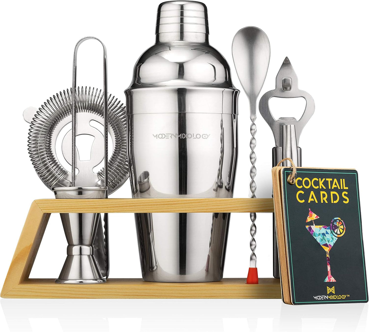 Ultimate Mixology Kit - Bamboo Stand, Shaker Set