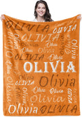 Personalized Orange Theme Throw Blanket with Custom Name - Soft