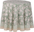 ATOSII Jade 100% Cotton Boho Round Tablecloth 90 in - Hand Block Print