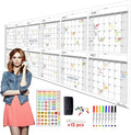 CLEVER CLEAN Large Dry Erase Wall Calendar 36x96 - Jumbo 12-Month
