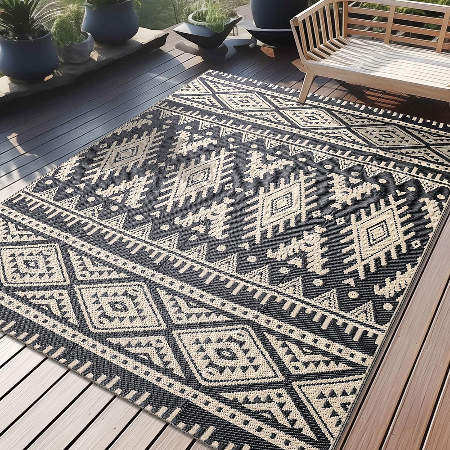OLANLY Outdoor Rug Waterproof 5x8 ft for Patio and Camp