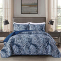 DJY Navy Paisley Quilt Set California King Size for All Seasons