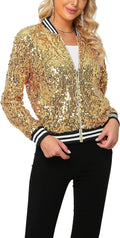 Womens Long Sleeve Sequin Open Front Zipper Jacket (Style 55ZG)