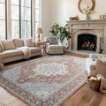 Bedsure 8x10 Area Rug Taupe - Vintage Low Pile for Busy Rooms