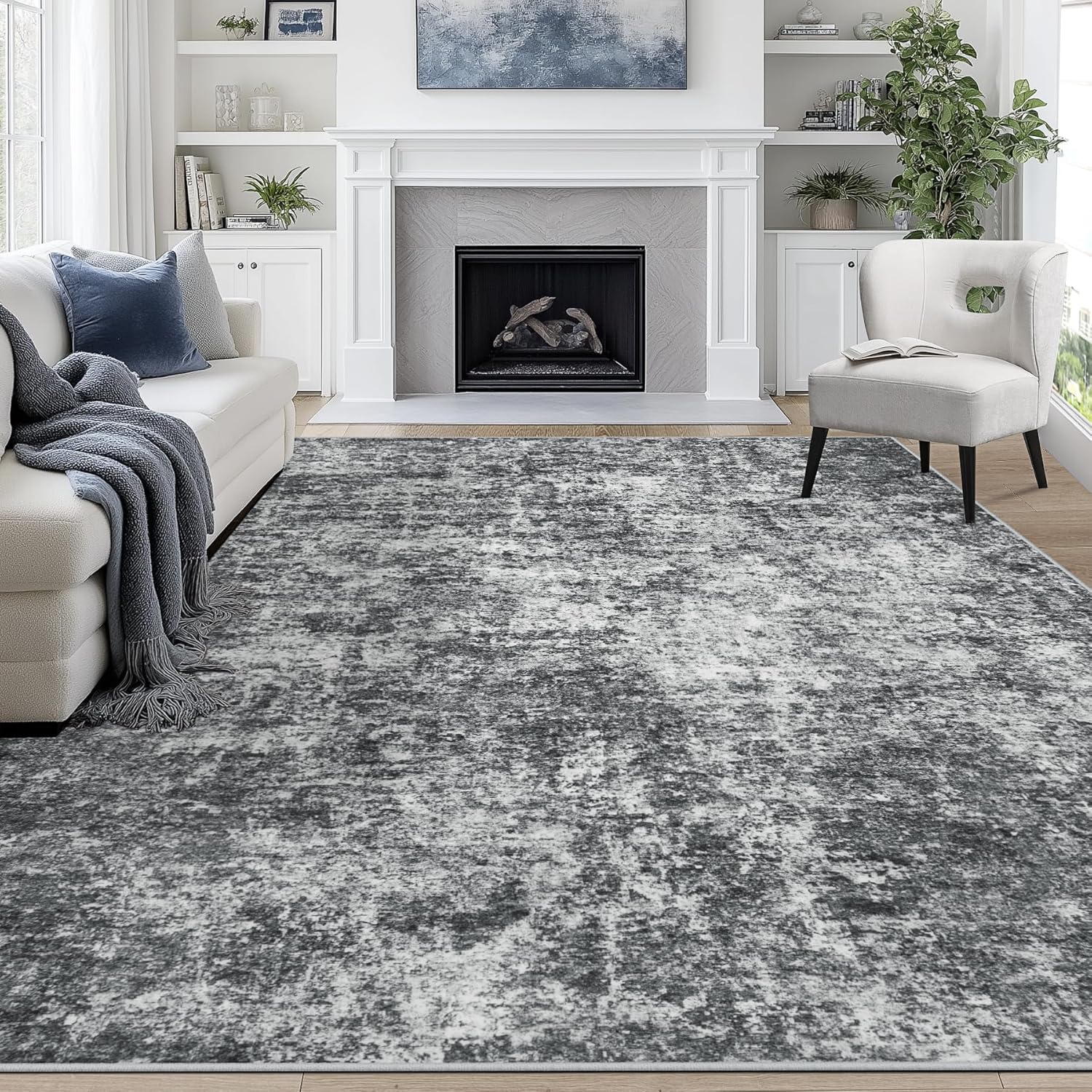 8x10 Area Rugs for Living Room: Abstract Non-Slip Carpet