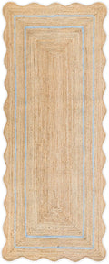 Wave Scalloped Natural Jute Runner Rug for Boho Farmhouse Decor