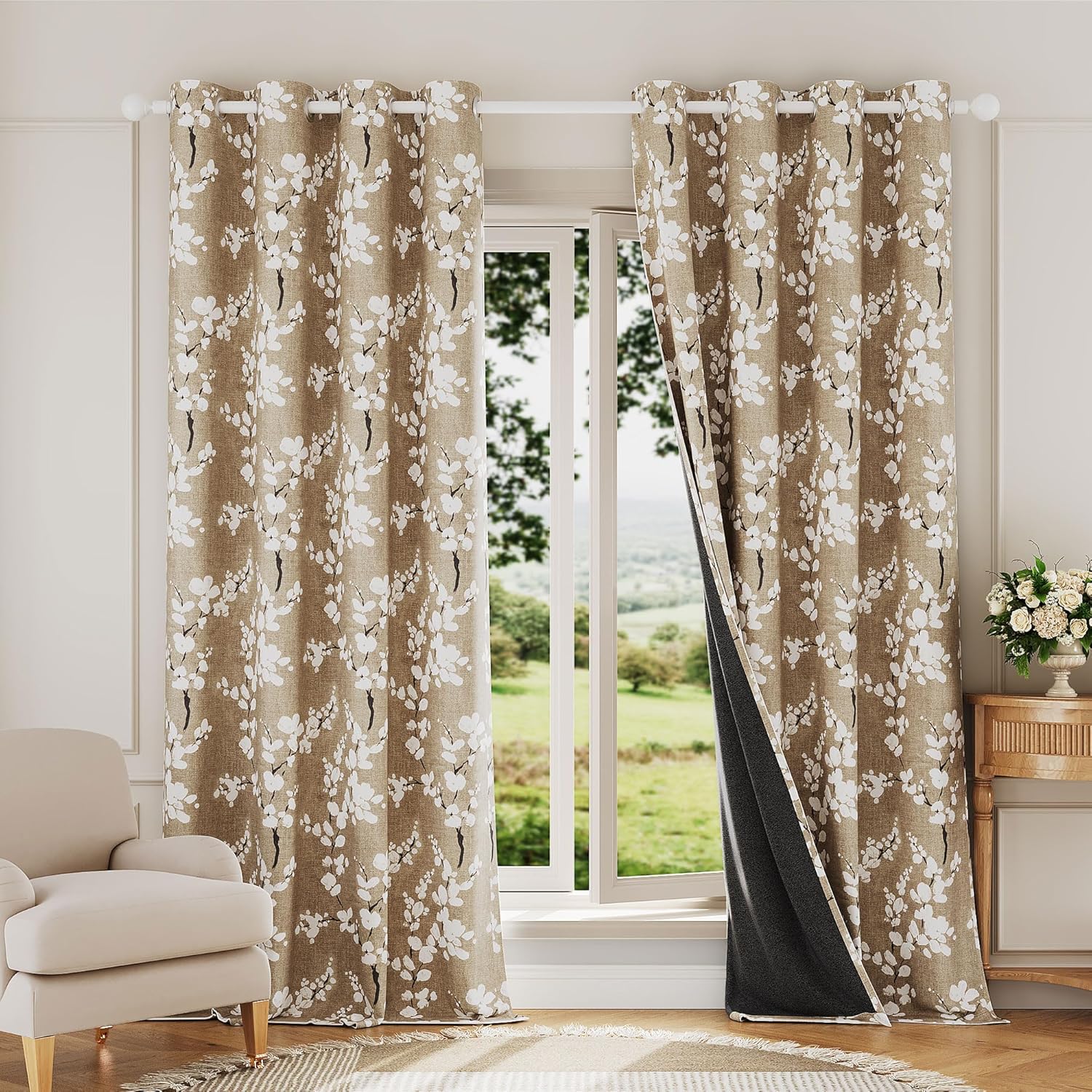 FMFUNCTEX Blackout Floral Curtains for Cozy Bedroom Decor